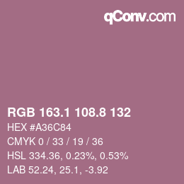 カラーコード: RGB 163.1 108.8 132 | qconv.com