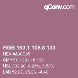 カラーコード: RGB 163.1 108.8 133 | qconv.com