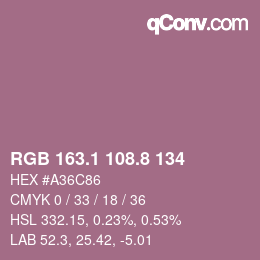 Código de color: RGB 163.1 108.8 134 | qconv.com