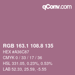 カラーコード: RGB 163.1 108.8 135 | qconv.com