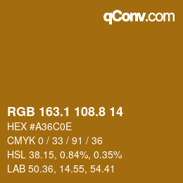 Código de color: RGB 163.1 108.8 14 | qconv.com