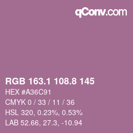 カラーコード: RGB 163.1 108.8 145 | qconv.com