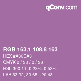 カラーコード: RGB 163.1 108.8 163 | qconv.com
