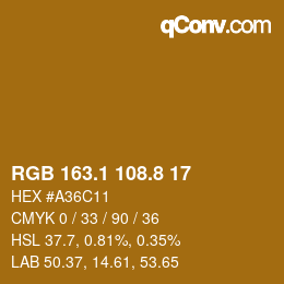 カラーコード: RGB 163.1 108.8 17 | qconv.com