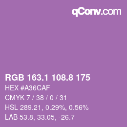 カラーコード: RGB 163.1 108.8 175 | qconv.com