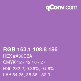 カラーコード: RGB 163.1 108.8 186 | qconv.com