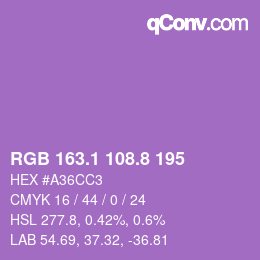 カラーコード: RGB 163.1 108.8 195 | qconv.com
