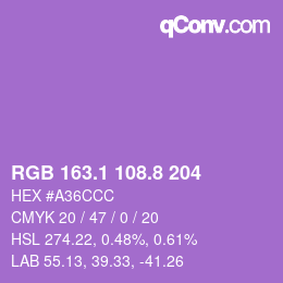 カラーコード: RGB 163.1 108.8 204 | qconv.com