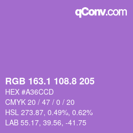 カラーコード: RGB 163.1 108.8 205 | qconv.com
