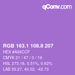 カラーコード: RGB 163.1 108.8 207 | qconv.com