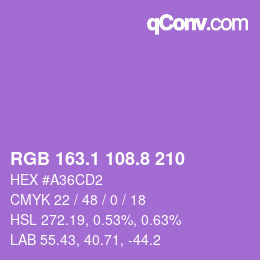 カラーコード: RGB 163.1 108.8 210 | qconv.com