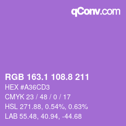 カラーコード: RGB 163.1 108.8 211 | qconv.com