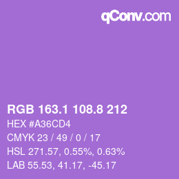 カラーコード: RGB 163.1 108.8 212 | qconv.com