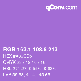カラーコード: RGB 163.1 108.8 213 | qconv.com