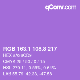 カラーコード: RGB 163.1 108.8 217 | qconv.com