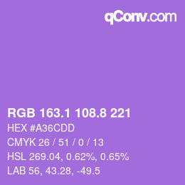 カラーコード: RGB 163.1 108.8 221 | qconv.com