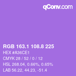 カラーコード: RGB 163.1 108.8 225 | qconv.com