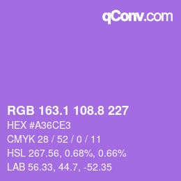 カラーコード: RGB 163.1 108.8 227 | qconv.com