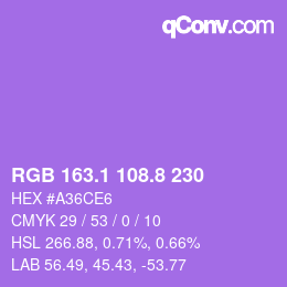 カラーコード: RGB 163.1 108.8 230 | qconv.com