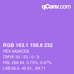 カラーコード: RGB 163.1 108.8 232 | qconv.com