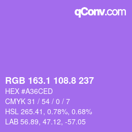 カラーコード: RGB 163.1 108.8 237 | qconv.com