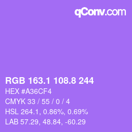 カラーコード: RGB 163.1 108.8 244 | qconv.com