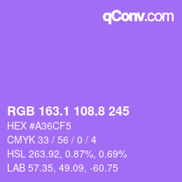 カラーコード: RGB 163.1 108.8 245 | qconv.com
