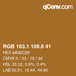 Color code: RGB 163.1 108.8 41 | qconv.com