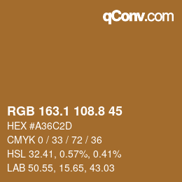 Color code: RGB 163.1 108.8 45 | qconv.com