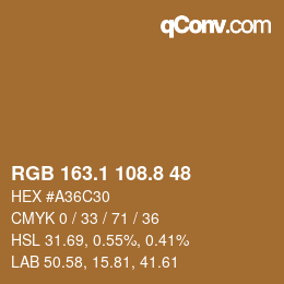 Farbcode: RGB 163.1 108.8 48 | qconv.com