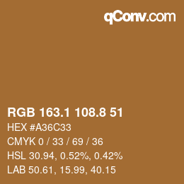 Color code: RGB 163.1 108.8 51 | qconv.com