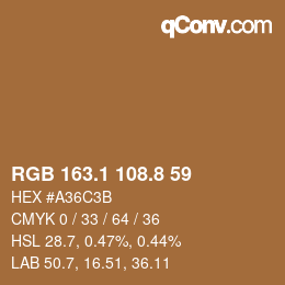 Color code: RGB 163.1 108.8 59 | qconv.com
