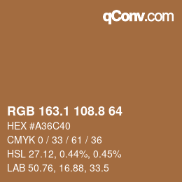 Farbcode: RGB 163.1 108.8 64 | qconv.com