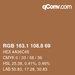 Color code: RGB 163.1 108.8 69 | qconv.com