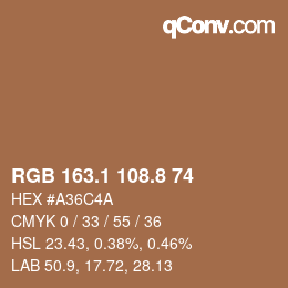 Color code: RGB 163.1 108.8 74 | qconv.com