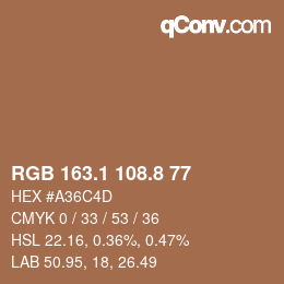 Farbcode: RGB 163.1 108.8 77 | qconv.com