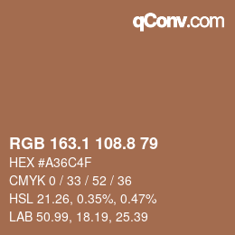 Color code: RGB 163.1 108.8 79 | qconv.com
