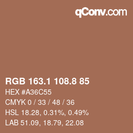 Color code: RGB 163.1 108.8 85 | qconv.com