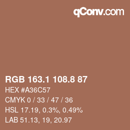 Farbcode: RGB 163.1 108.8 87 | qconv.com
