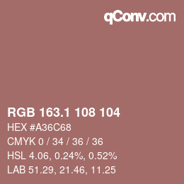 Color code: RGB 163.1 108 104 | qconv.com