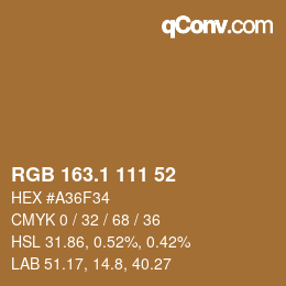 カラーコード: RGB 163.1 111 52 | qconv.com