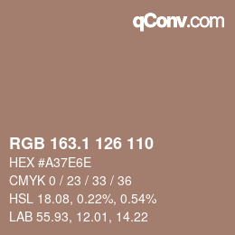 Color code: RGB 163.1 126 110 | qconv.com
