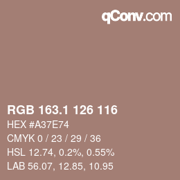 Color code: RGB 163.1 126 116 | qconv.com