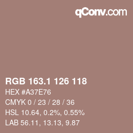 Color code: RGB 163.1 126 118 | qconv.com