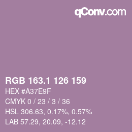 カラーコード: RGB 163.1 126 159 | qconv.com