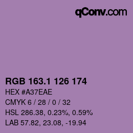 カラーコード: RGB 163.1 126 174 | qconv.com