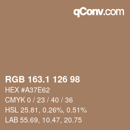 Color code: RGB 163.1 126 98 | qconv.com