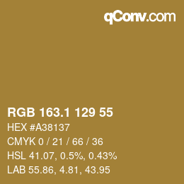 カラーコード: RGB 163.1 129 55 | qconv.com