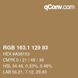 カラーコード: RGB 163.1 129 83 | qconv.com