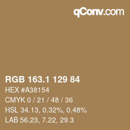 カラーコード: RGB 163.1 129 84 | qconv.com